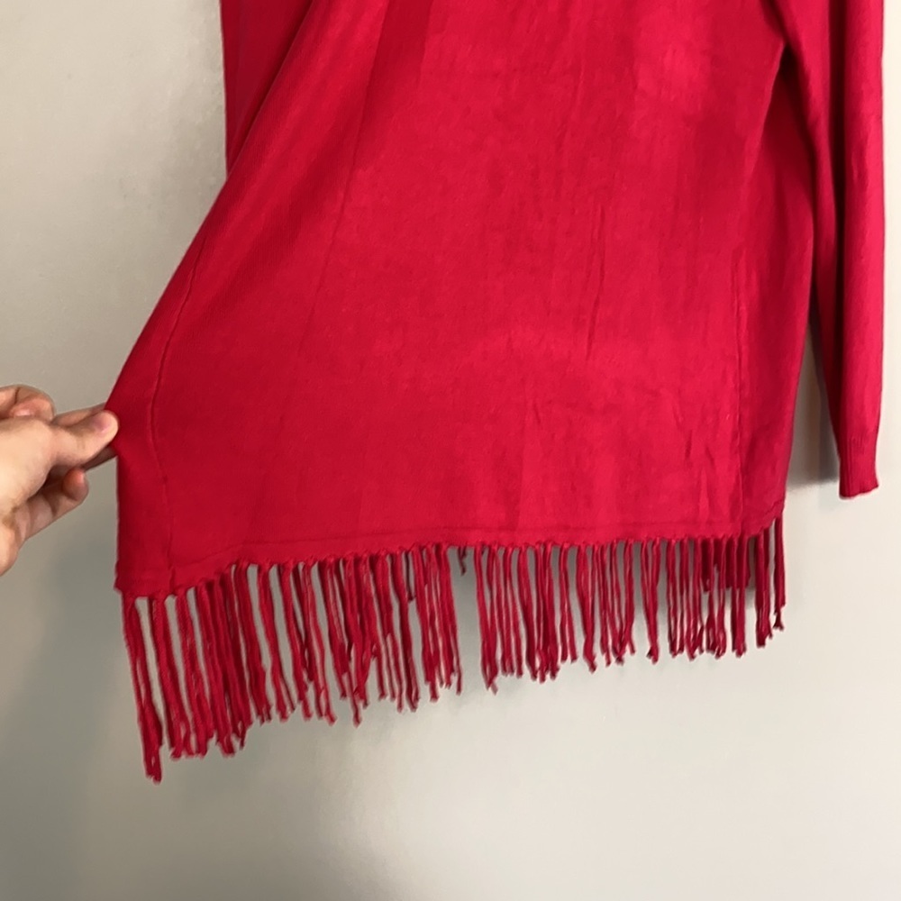 Chelsea & Theodore Red Open Front Cardigan Size Small - Picture 9 of 12